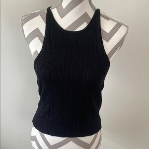 H&M Black Ribbed Fitted Tank Top